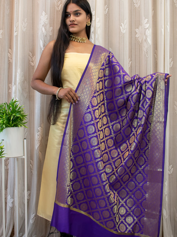 Banarasi Art Silk Jaal Zari Dupatta-Purple