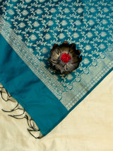 Banarasi Art Silk Floral Jaal Zari Dupatta-Teal