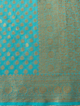 Banarasi Soft Cotton Silk Saree Antique Zari Weaving-Blue