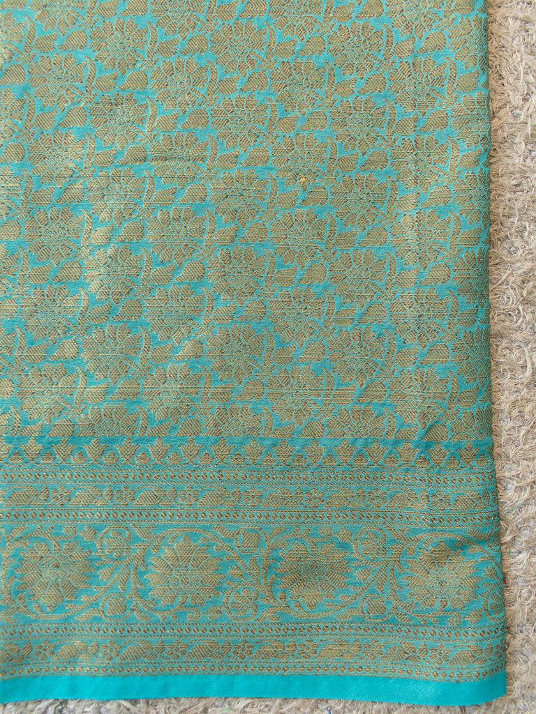Banarasi Soft Cotton Silk Saree Antique Zari Weaving-Blue