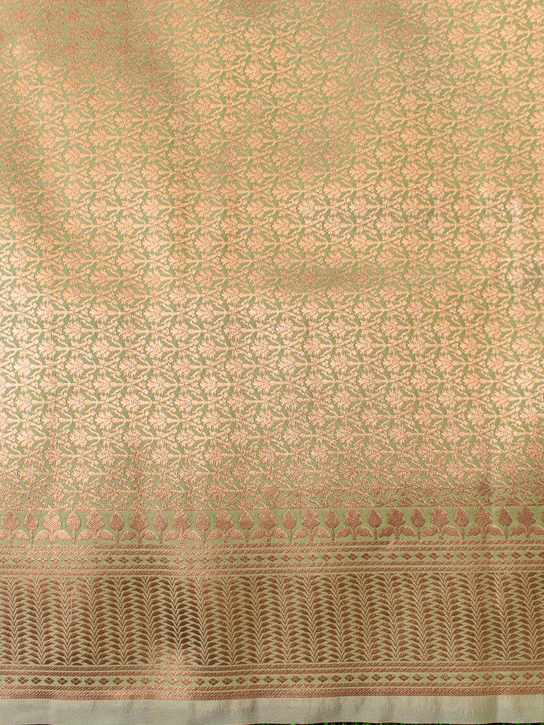 Banarasi Art Katan Silk Saree With Meena Buta Weaving-Pastel Green