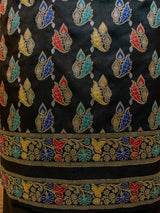 Banarasi Semi Georgette Salwar Kameez Fabric With Plain Chiffon Dupatta-Black