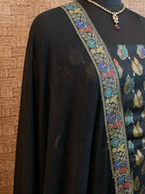 Banarasi Semi Georgette Salwar Kameez Fabric With Plain Chiffon Dupatta-Black