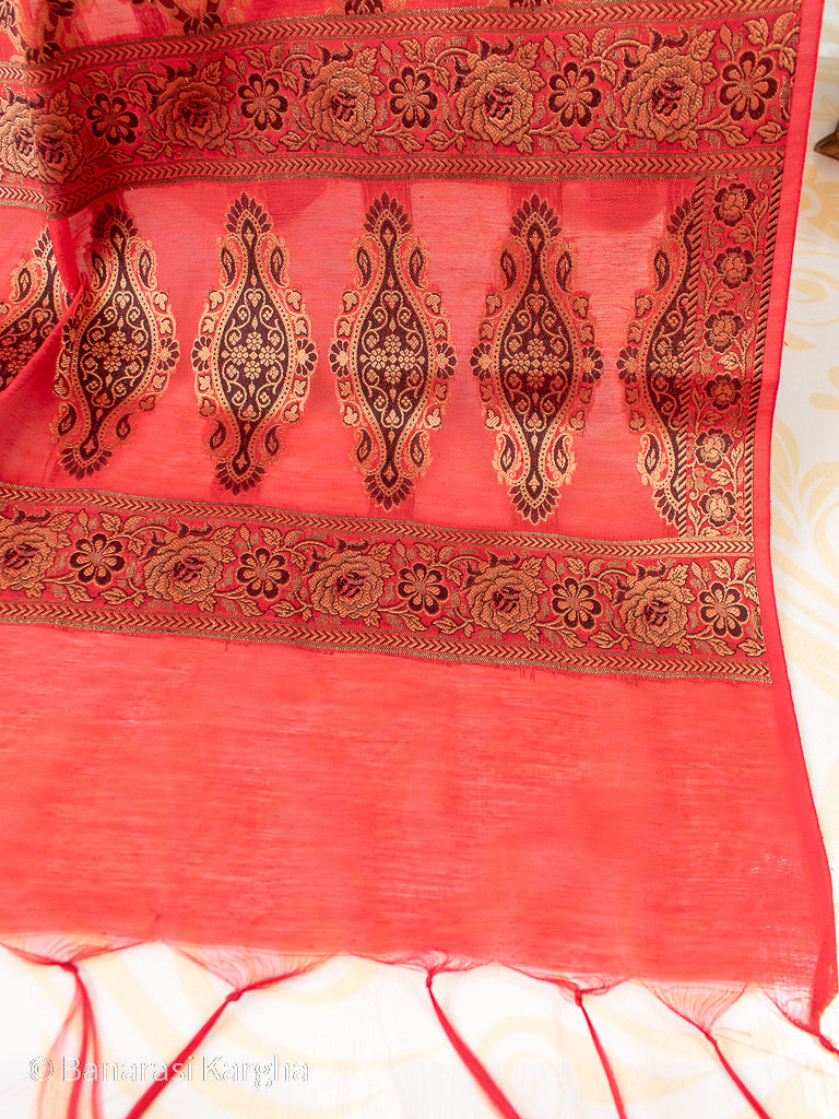 Banarasi Cotton Silk Salwar Kameez Material With Meena Weaving-Red & Black