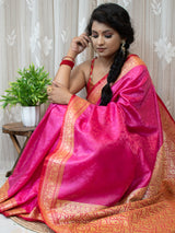 Banarasi Dual Tone Semi Silk Saree With Resham Weaving-Pink