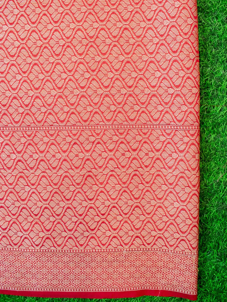 Banarasi Semi Chiffon Saree  Zari  Aada Weaving & Meena Border-Red