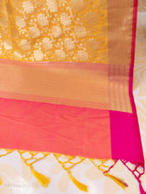 Banarasi Art Silk Jaal Dupatta With Contrast Border-Yellow