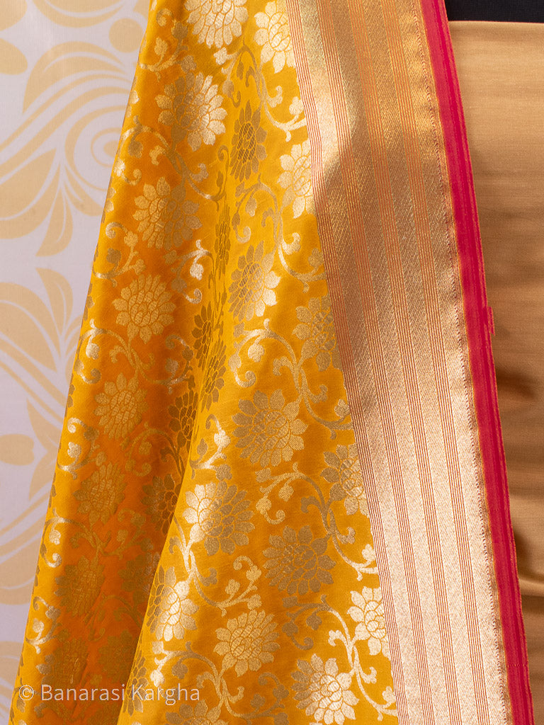 Banarasi Art Silk Jaal Dupatta With Contrast Border-Yellow