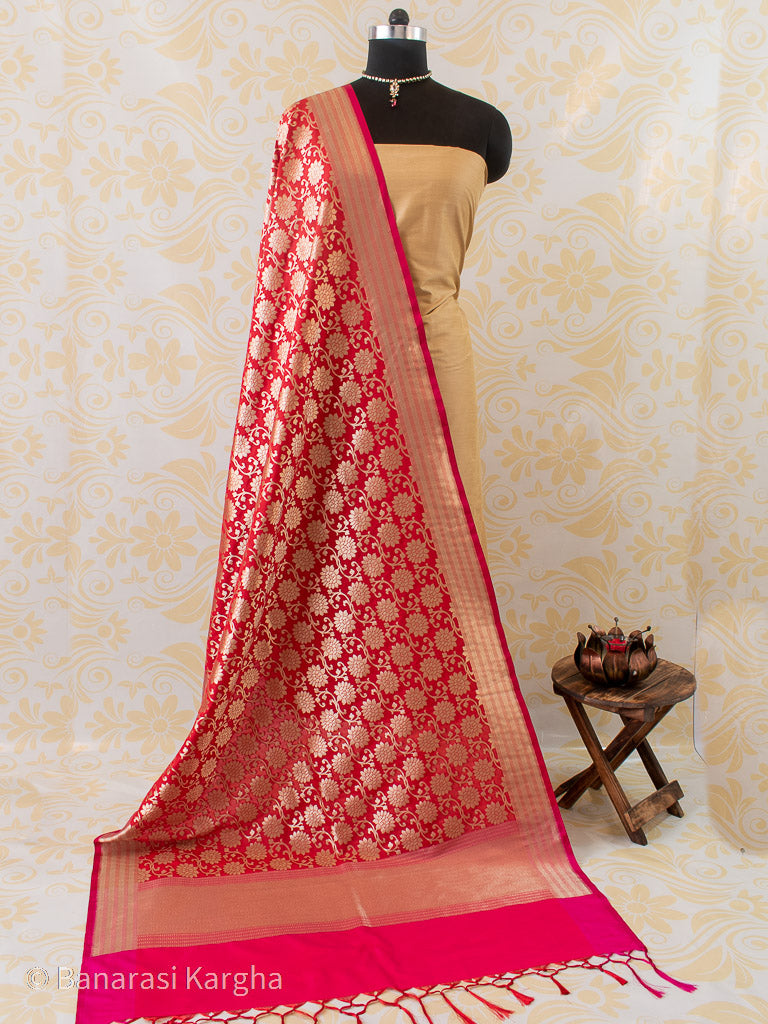 Banarasi Art Silk Jaal Dupatta -Red