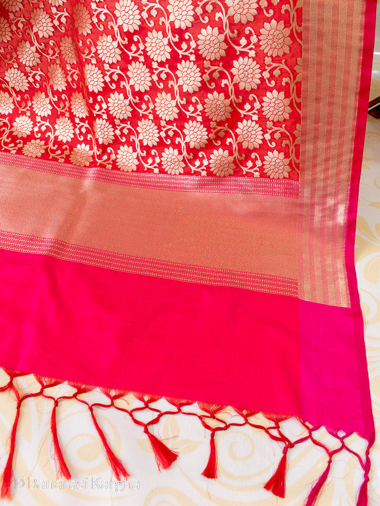 Banarasi Art Silk Jaal Dupatta -Red