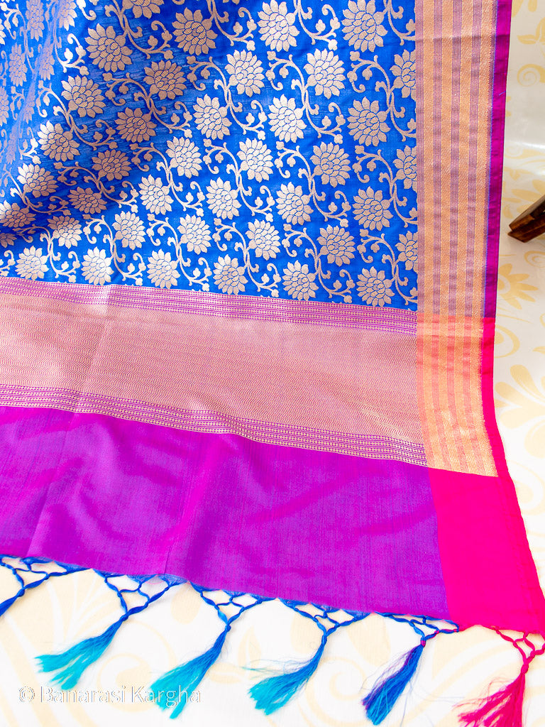 Banarasi Art Silk Jaal Dupatta With Contrast Border-Royal Blue