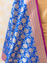 Banarasi Art Silk Jaal Dupatta With Contrast Border-Royal Blue