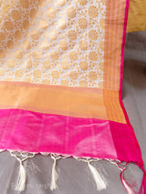 Banarasi Art Silk Jaal Dupatta With Contrast Border-White
