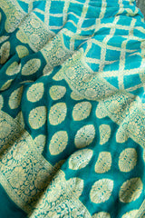 Banarasi Pure Chiffon Dual Shade Jaal Dupatta-Blue