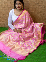 Banarasi Art Silk Floral Jaal Dupatta-Baby Pink