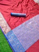 Banarasi Plain Semi Silk Saree With Contrast Pallu-Maroon