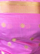 Banarasi Chanderi Cotton Salwar Kameez With Plain Dupatta-Pink
