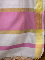 Banarasi Chanderi Cotton Salwar Kameez With Plain Dupatta-Pink