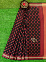 Banarasi Cotton Silk Saree With Resham Buti Weaving Border-Black