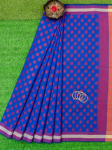 Banarasi Cotton Silk Saree With Resham Buti Weaving Border-Royal blue
