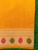 Banarasi Semi Silk Bandhini Saree With Zari & Meena Weaving-Yellow
