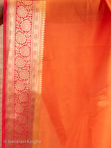 Banarasi Plain Semi Silk Saree With Zari Weaving-Orange