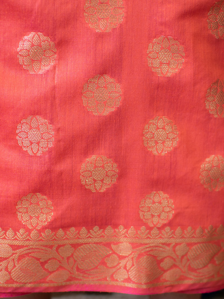 Banarasi Cotton Silk Zari Weaving Salwar Kameez Material With Buti Dupatta-Red & Wine