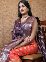 Banarasi Cotton Silk Zari Weaving Salwar Kameez Material With Buti Dupatta-Red & Wine