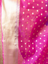 Banarasi Chanderi Cotton Zari Polka Dots Weaving - Pink