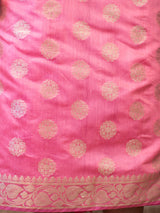 Banarasi Cotton Silk Zari Weaving Salwar Kameez Material With Buti Dupatta-Pink & Blue
