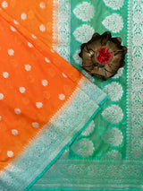 Banarasi Dual Tone Semi Chiffon Saree Silver  Zari Buti Weaving & Contrast Border