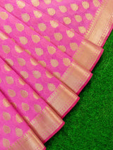 Banarasi Semi Silk Saree With Zari Buti Weaving-Pink