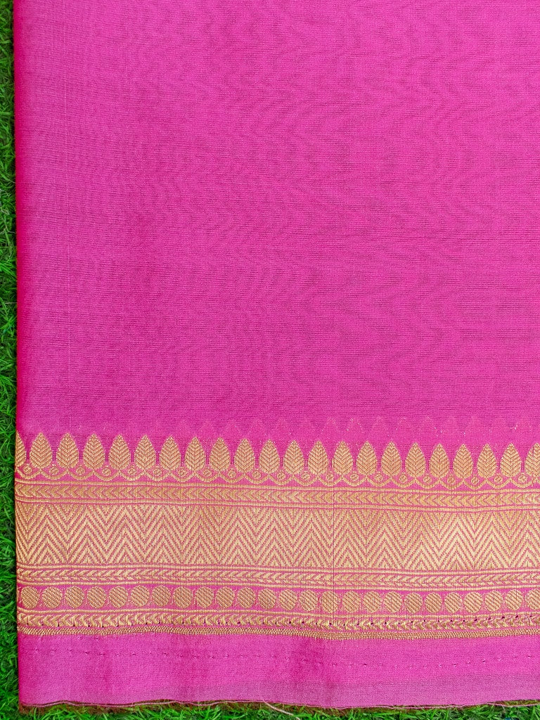 Banarasi Semi Silk Saree With Zari Buti Weaving-Pink