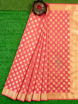 Banarasi Semi Silk Saree With Zari Buti Weaving-Peach