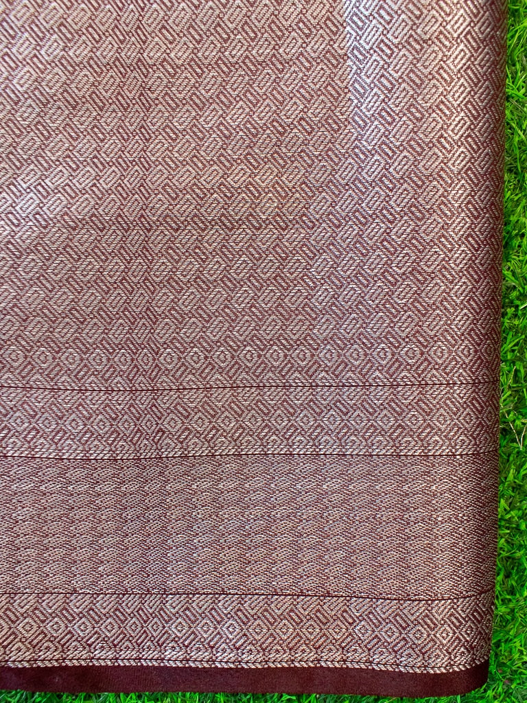 Banarasi Kora Saree With Silver Jaal Zari Weaving-Wine