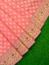 Banarasi Pure Cotton Saree Zari & Resham Buti Weaving-Pink