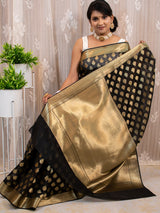 Banarasi Semi Silk Saree With Zari Buti Weaving-Black