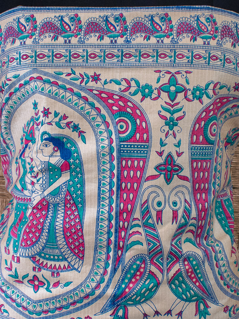 Banarasi Soft Cotton Madhubani Printed Salwar Kameez-Off White