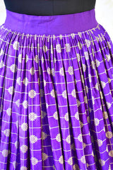 Banarasi Brocade Stitched Skirt-Purple 44-46 inches