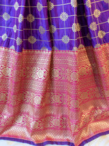 Banarasi Brocade Stitched Skirt-Purple 28-30 inches