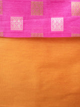 Banarasi Semi Silk Zari Weaving Salwar Kameez Material With Small Buti Dupatta-Pink & Yellow