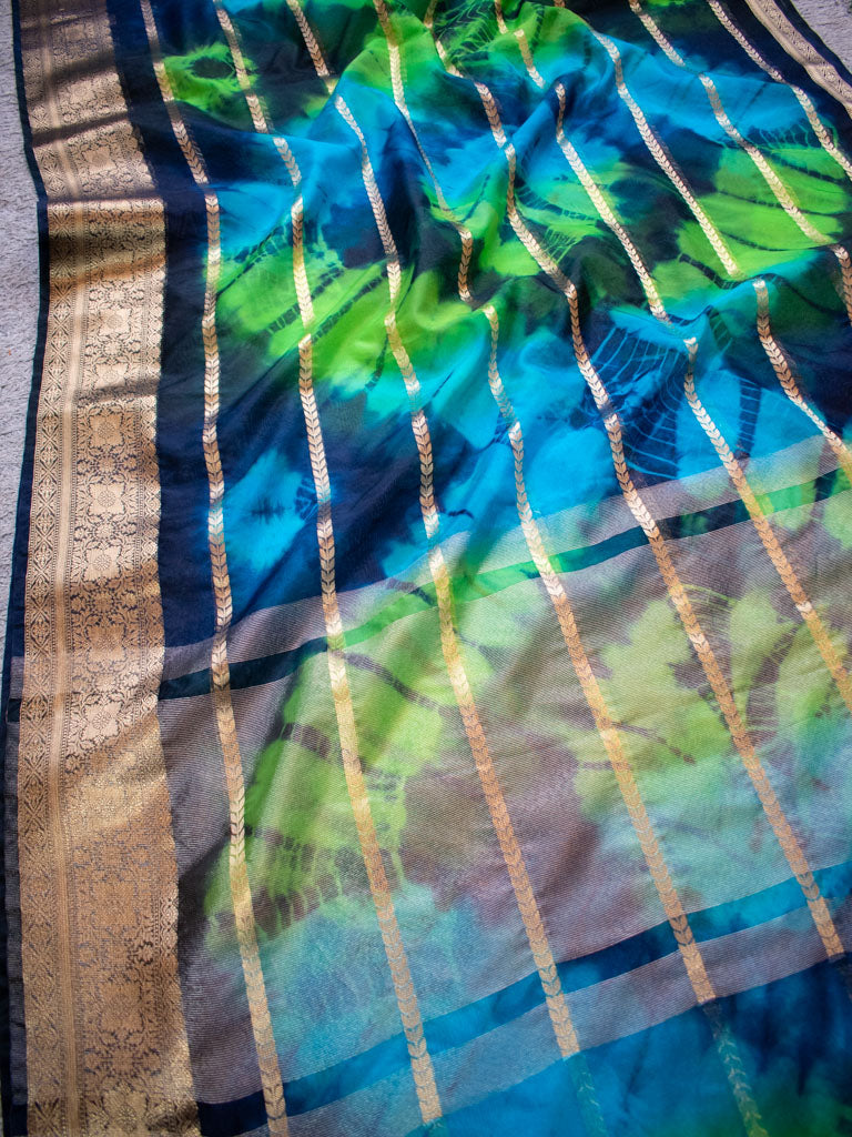 Banarasi Shibori Dyed Organza Saree With Zari Weaving