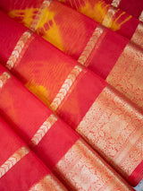 Banarasi Shibori Dyed Organza Saree With Zari Weaving-Yellow & Orange