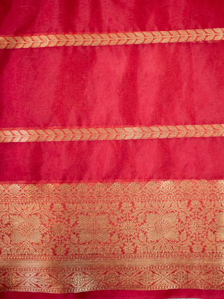 Banarasi Shibori Dyed Organza Saree With Zari Weaving-Yellow & Orange