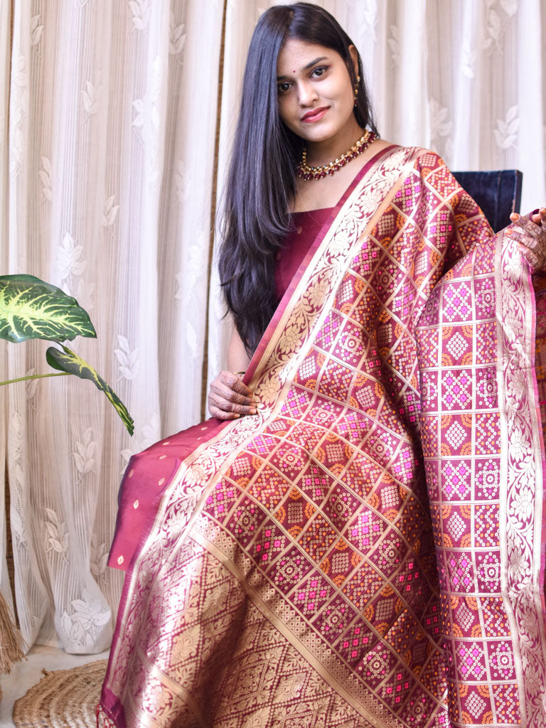 Banarasi Semi Silk Zari Weaving Salwar Kameez Material With Meenakari Dupatta-Red