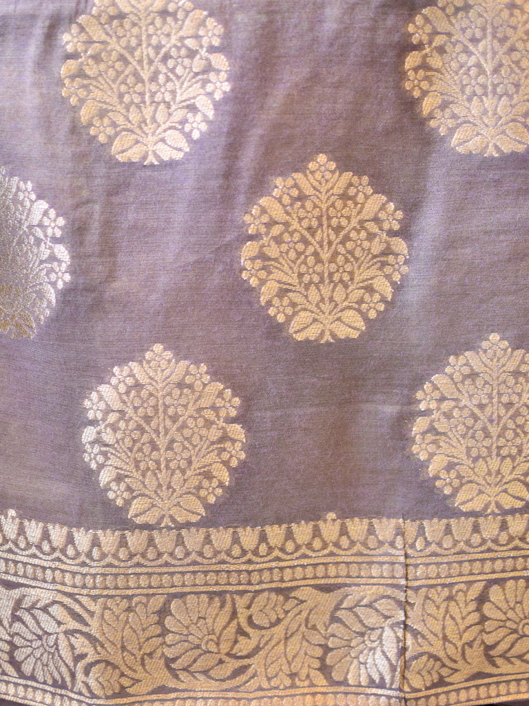 Banarasi Semi Silk Zari Weaving Salwar Kameez Material With Dupatta-Grey