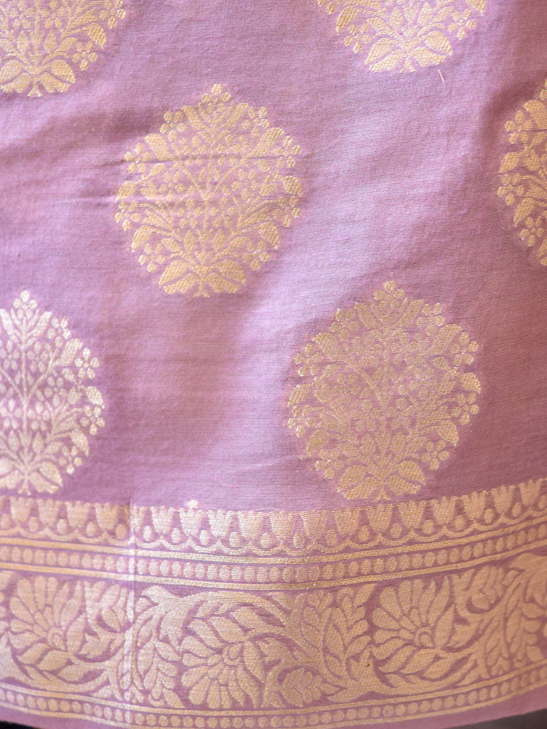 Banarasi Semi Silk Zari Weaving Salwar Kameez Material With Dupatta-Mauve