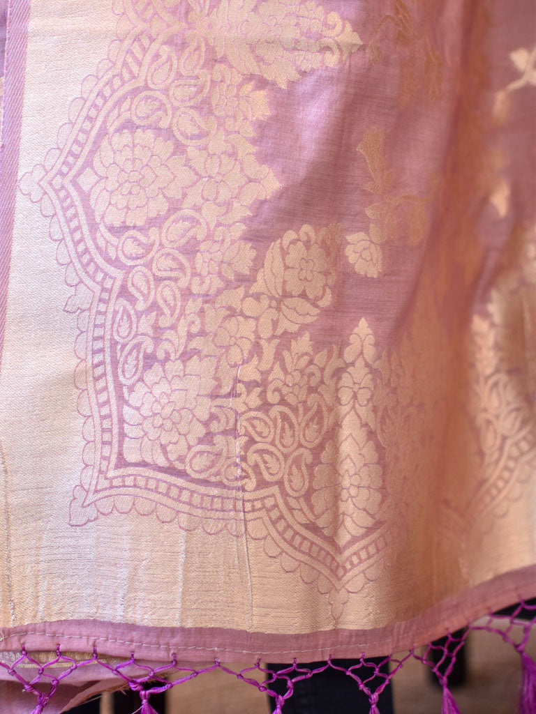 Banarasi Semi Silk Zari Weaving Salwar Kameez Material With Dupatta-Mauve