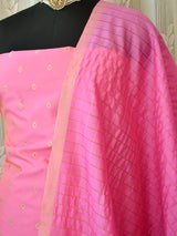 Banarasi Butidar Salwar Kameez Material With Dupatta-Pink