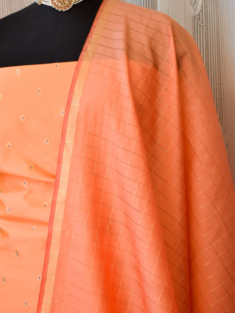 Banarasi Butidar Salwar Kameez Material With Dupatta-Orange
